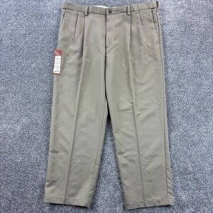 NWT‎ Haggar Cool 18 Performance Khaki Pants Mens 40x29 Beige Classic Fit Pleated